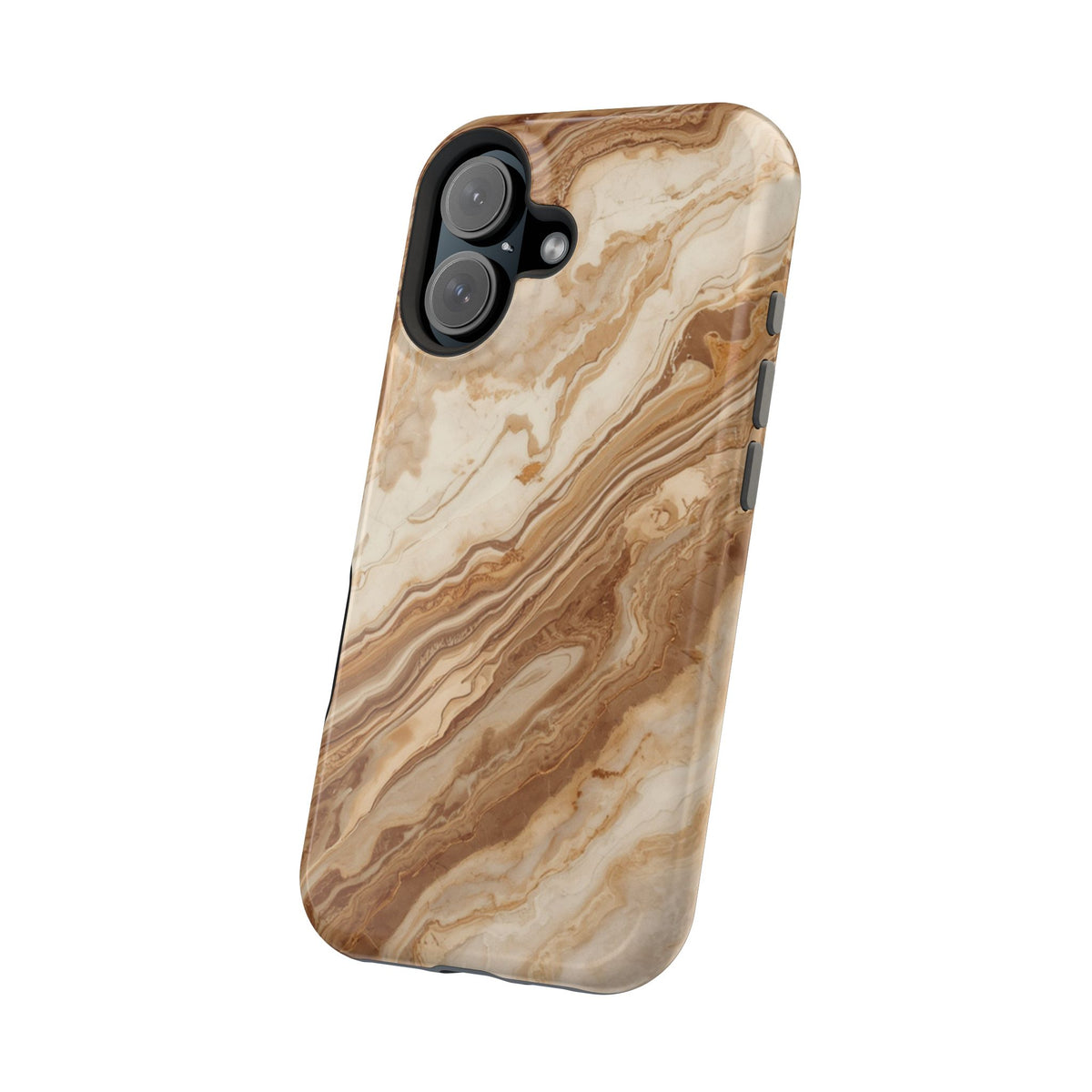 Magnetic Impact-Resistant Phone Case — Brown Marble Protective Cover