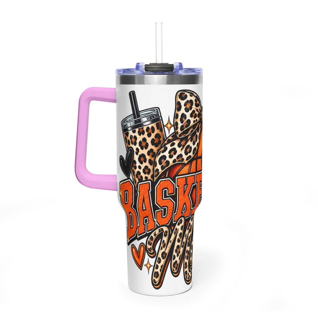 Basketball Mom Leopard Bow 40oz Vacuum Tumbler