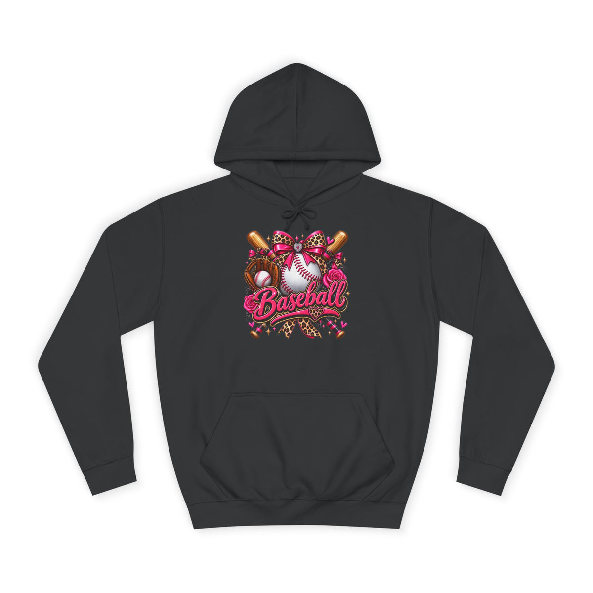 Baseball Heart Graphic Hoodie – Pink Softball/Baseball Team Pullover