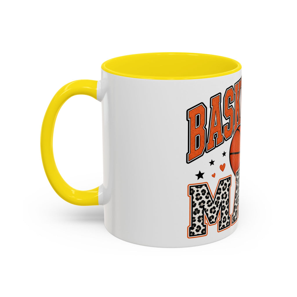 Basketball Mama Accent Coffee Mug – Leopard Print Hoop Mom Gift (11/15oz)