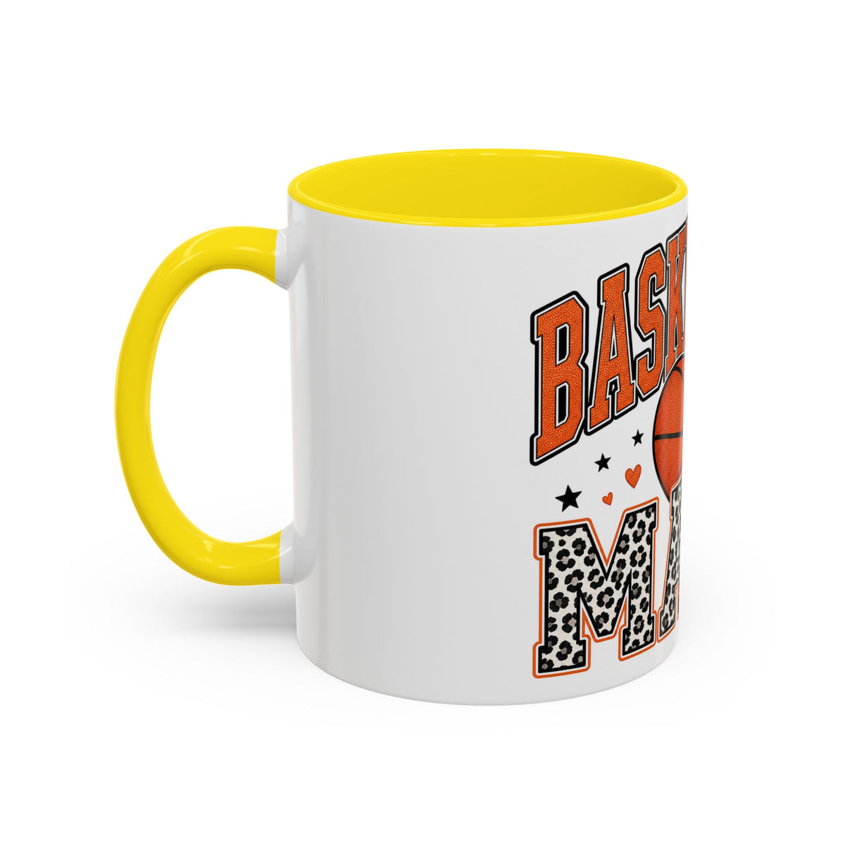 Basketball Mama Accent Coffee Mug – Leopard Print Hoop Mom Gift (11/15oz)