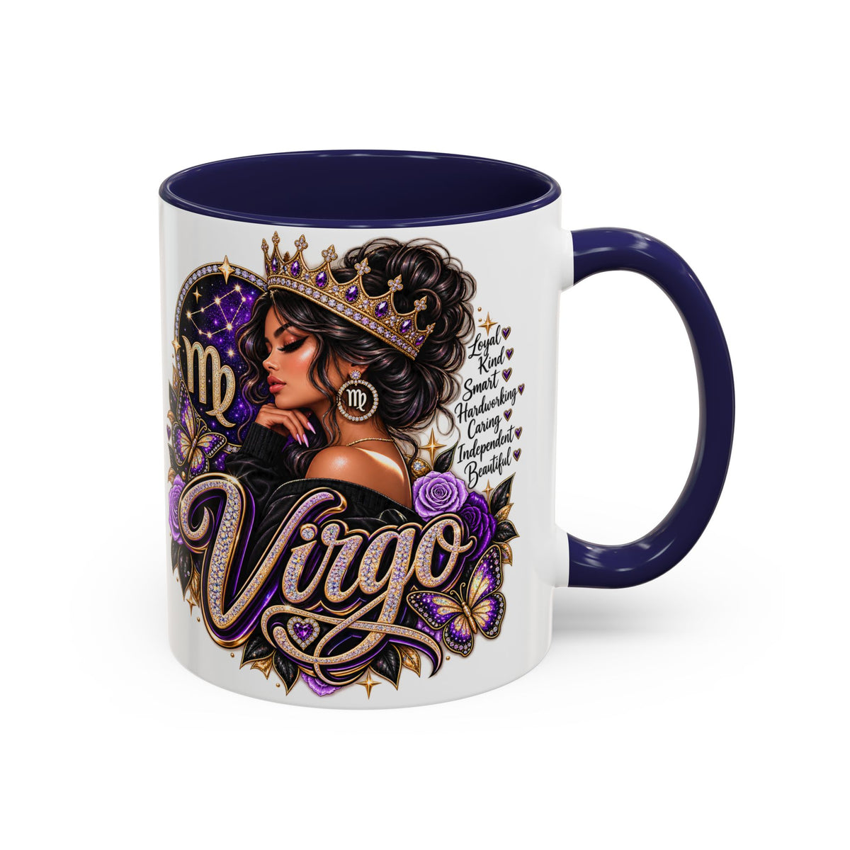Virgo Zodiac Accent Coffee Mug — Purple Crowned Virgo Astrology Gift (11/15oz)