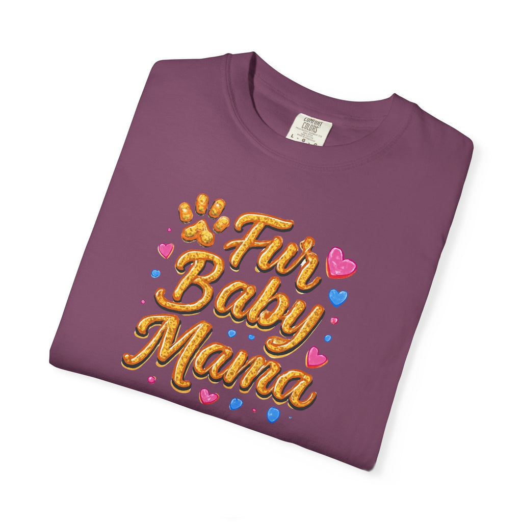 T-Shirt — "Fur Baby Mama" Cute Pawprint Graphic Tee for Dog & Cat Moms