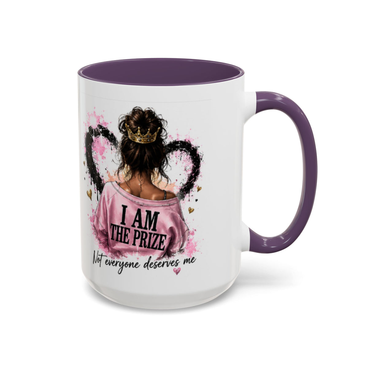 Accent Coffee Mug — "I Am The Prize" Floral Heart Design (11/15oz)