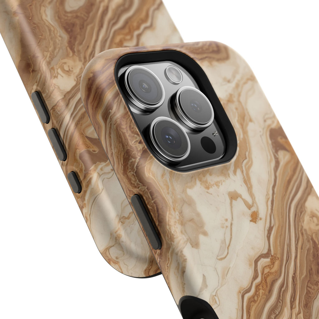 Magnetic Impact-Resistant Phone Case — Brown Marble Protective Cover