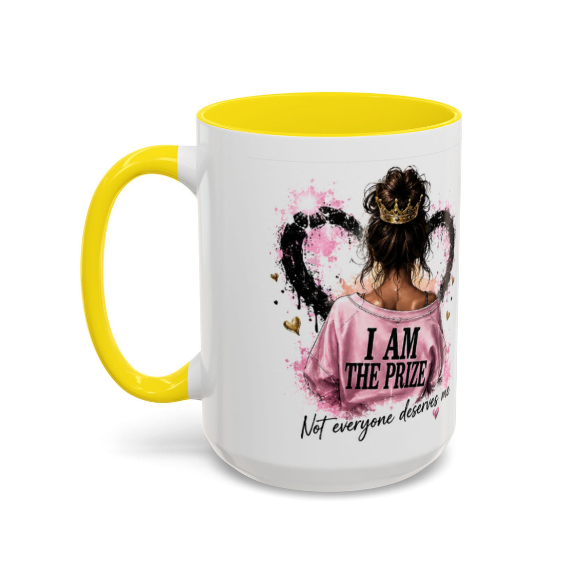 Accent Coffee Mug — "I Am The Prize" Floral Heart Design (11/15oz)