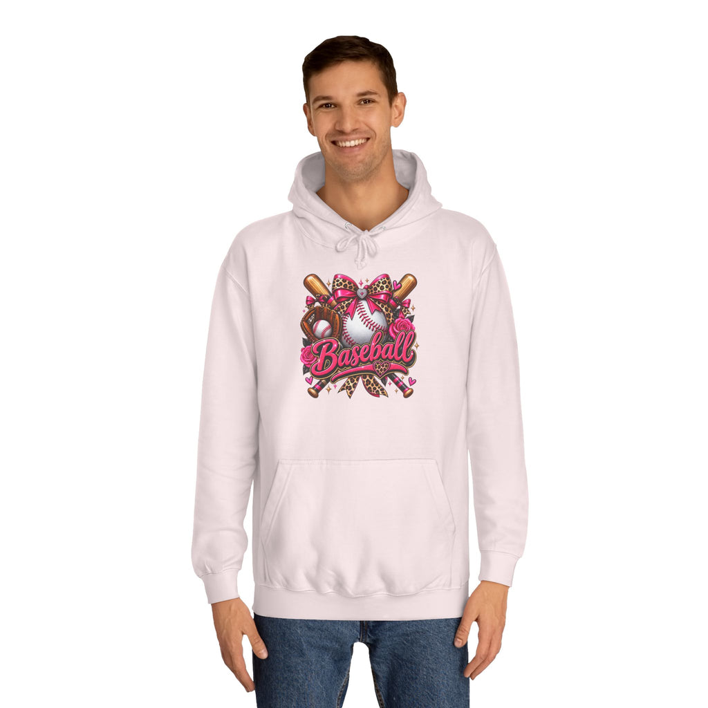 Baseball Heart Graphic Hoodie – Pink Softball/Baseball Team Pullover