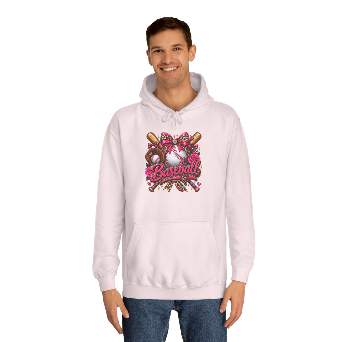 Baseball Heart Graphic Hoodie – Pink Softball/Baseball Team Pullover