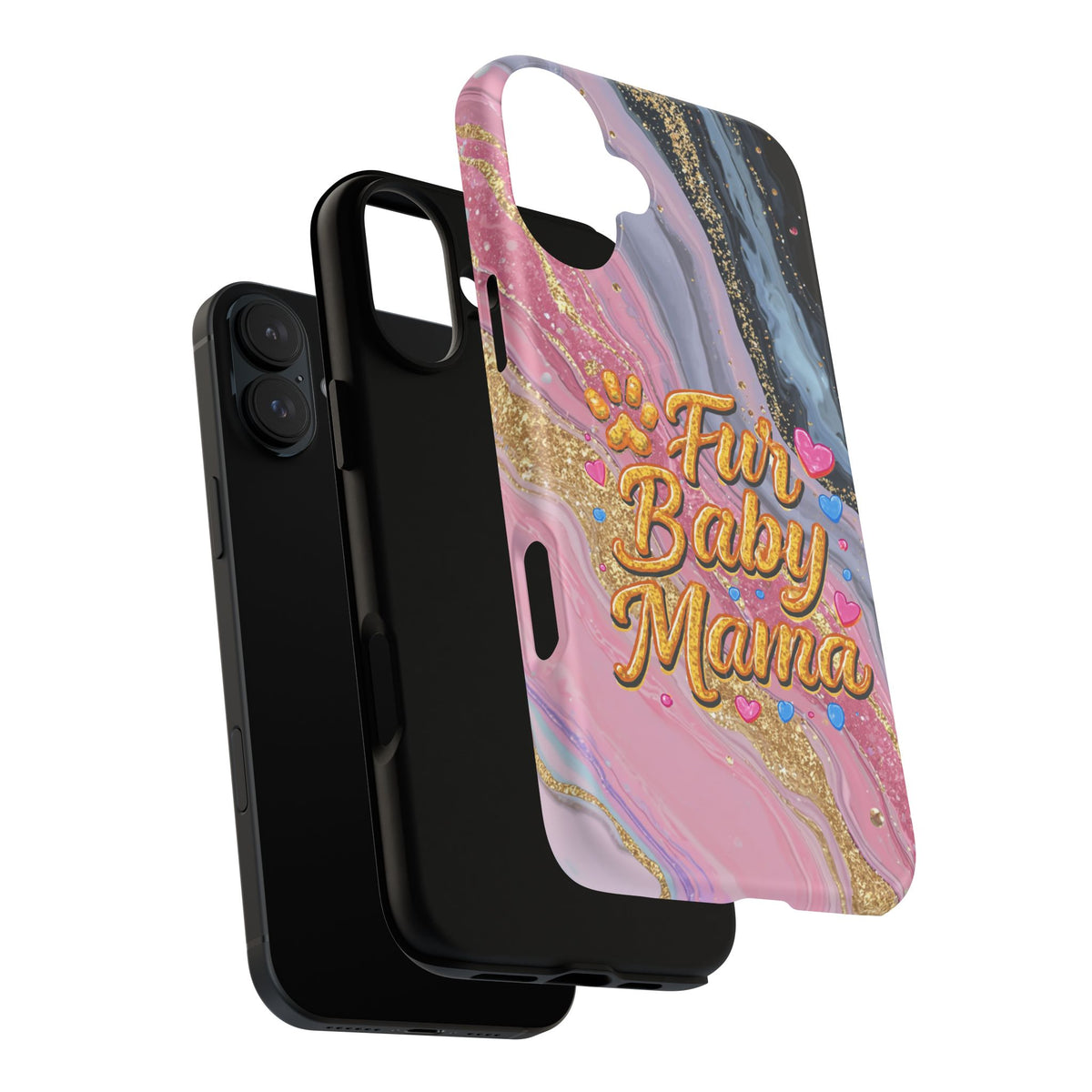 Phone Case — “Fur Baby Mama” Pink Marble Tough Magnetic Case