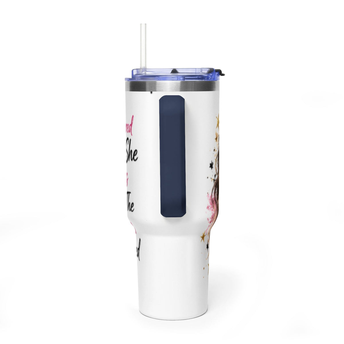 40oz Vacuum Tumbler - Glam Queen Crowned Girl Design (She Remembered Who She Was)