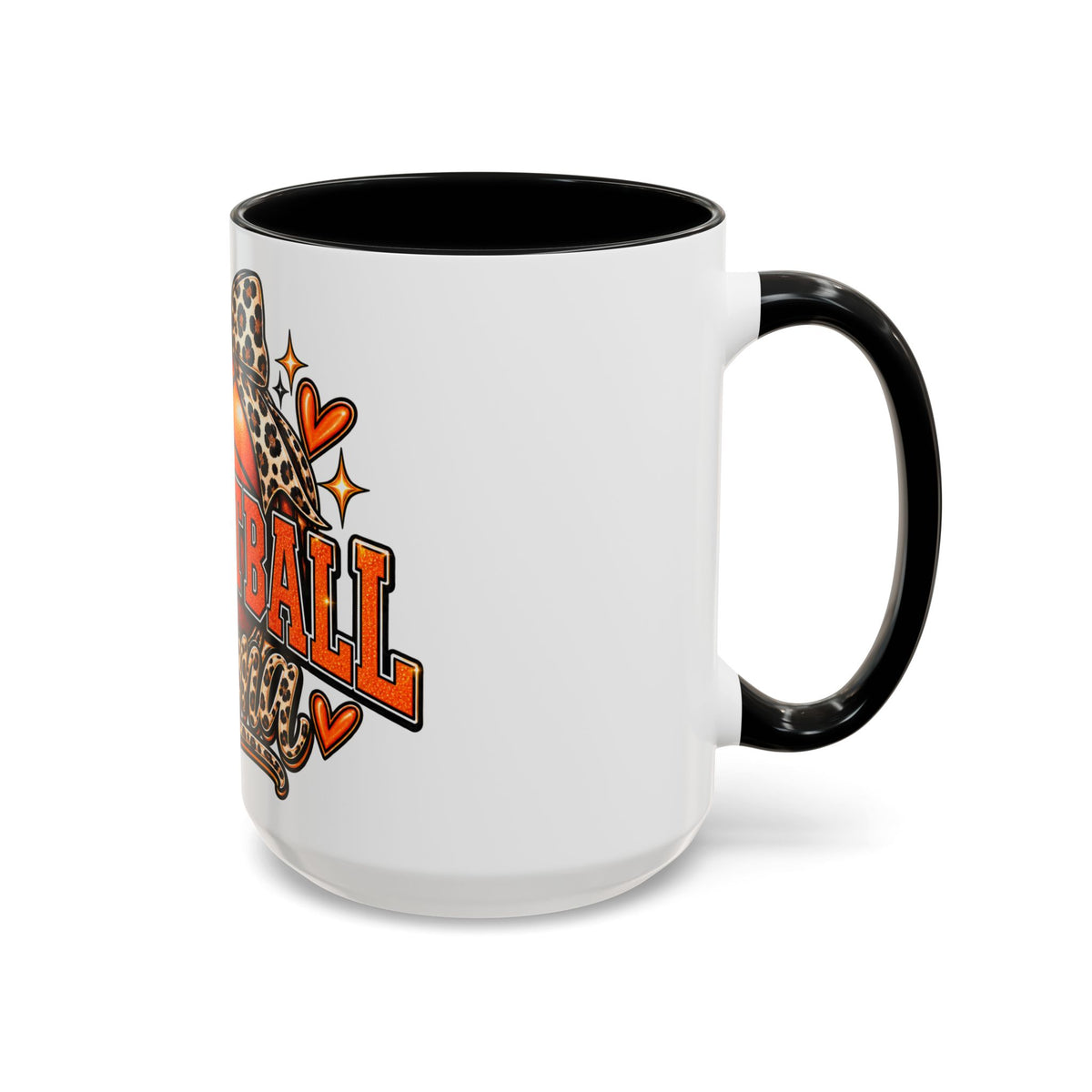Basketball Mama Accent Coffee Mug – Leopard Bow Basketball Mom Gift (11/15oz)