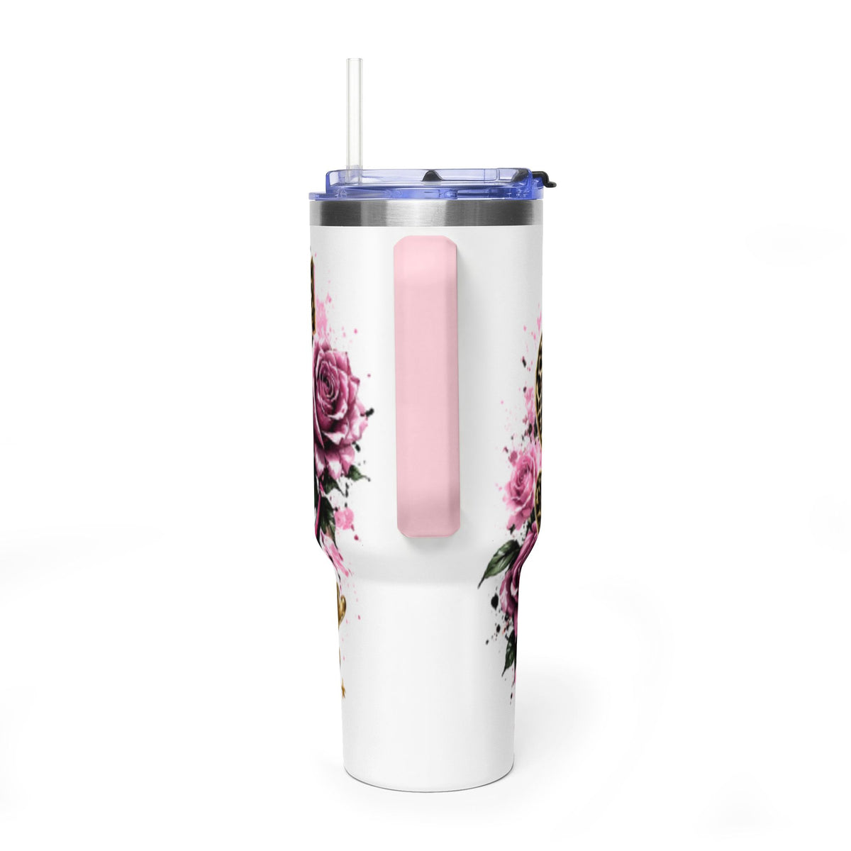40oz Tumbler - "Self Love is the Real Glow" Leopard Crown Floral Insulated Cup