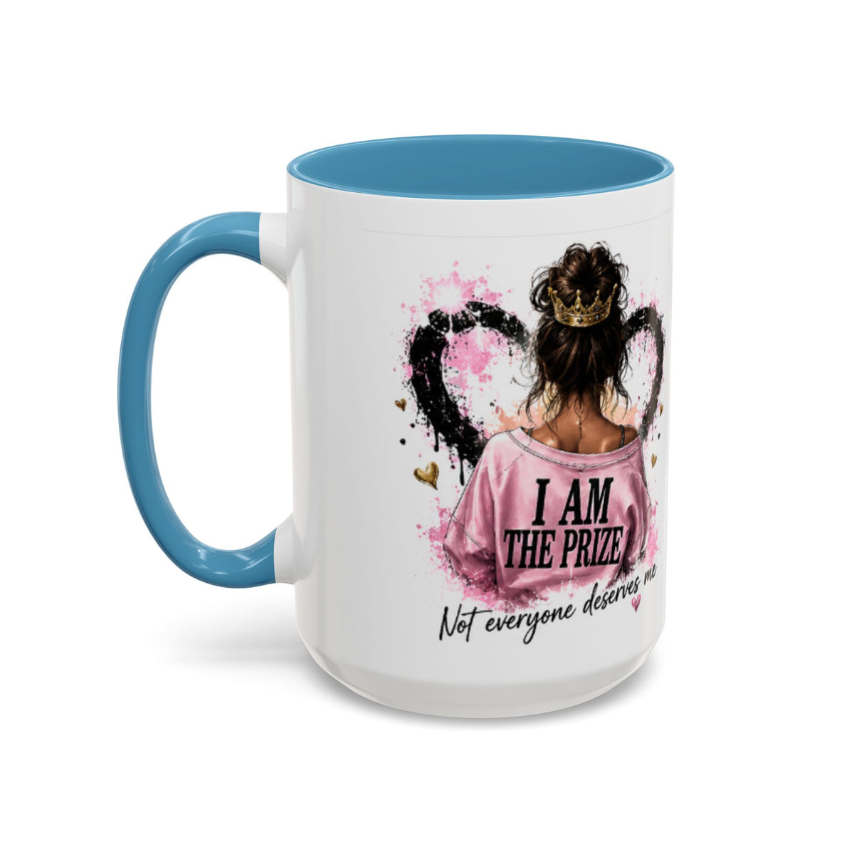 Accent Coffee Mug — "I Am The Prize" Floral Heart Design (11/15oz)