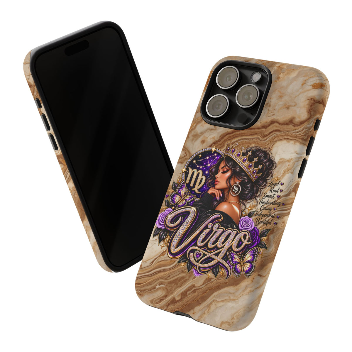 Virgo Zodiac Phone Case — Elegant Marble Astrological Design