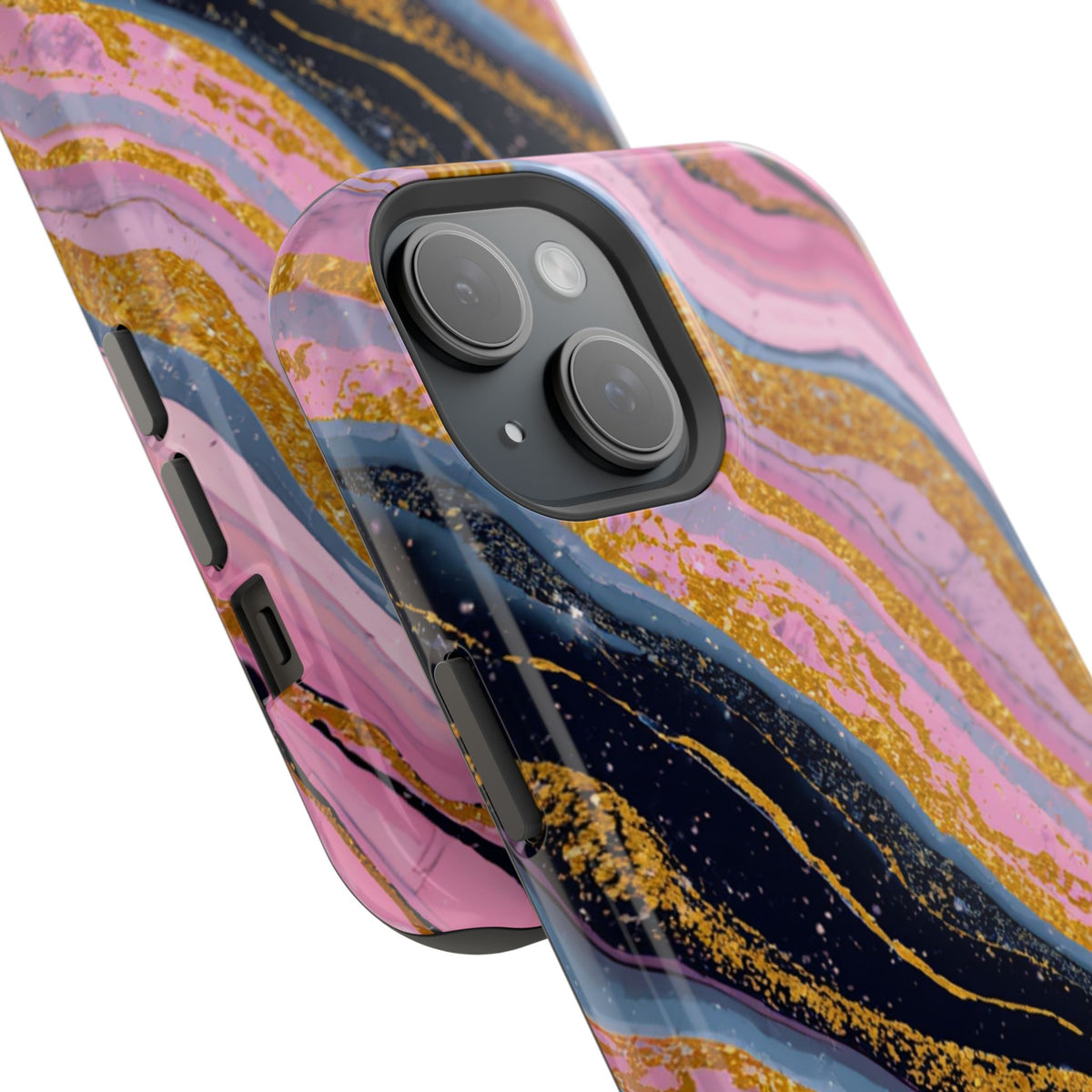 Marbled Pink & Gold Magnetic Phone Case — Impact-Resistant Protective Cover