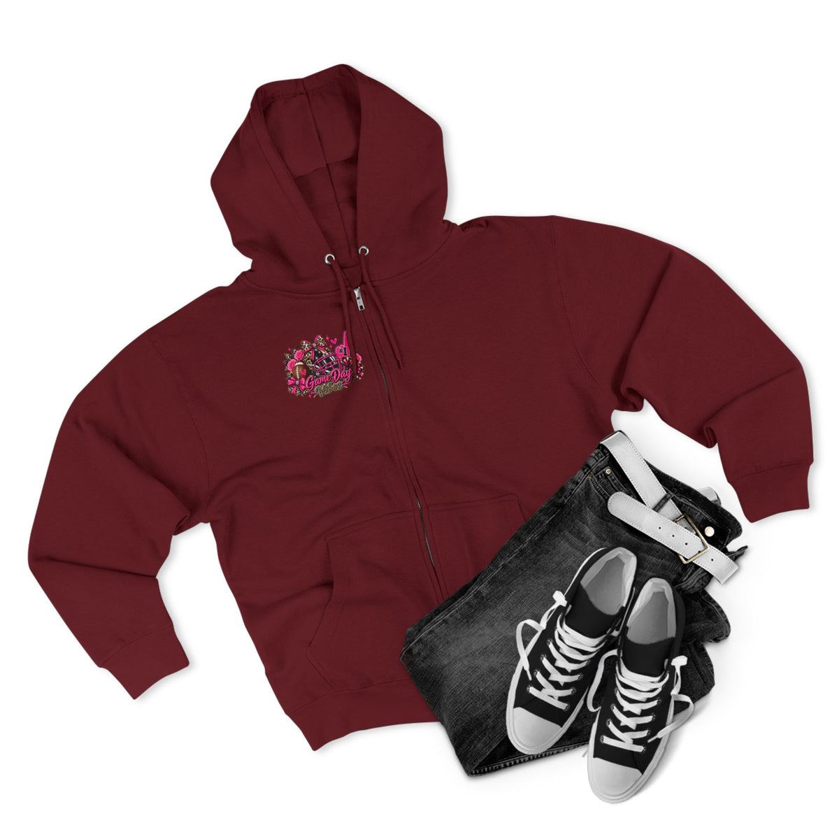 Game Day Pink Football Zip Hoodie