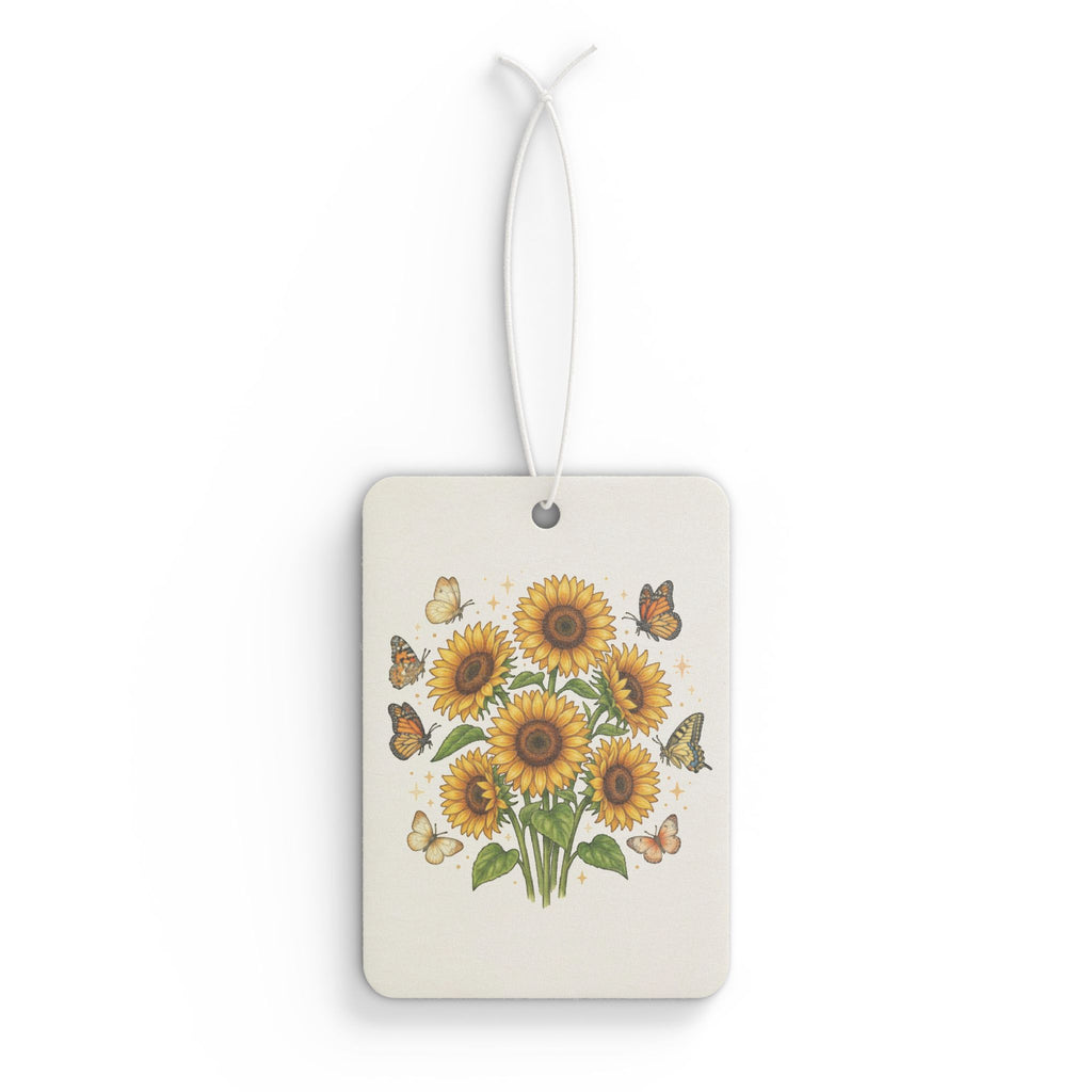 Sunflower Bouquet Car Air Freshener — Floral Scented Hanging Air Freshener with Butterflies