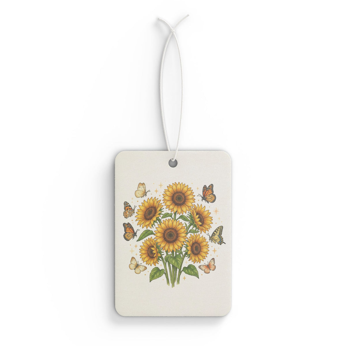 Sunflower Bouquet Car Air Freshener — Floral Scented Hanging Air Freshener with Butterflies