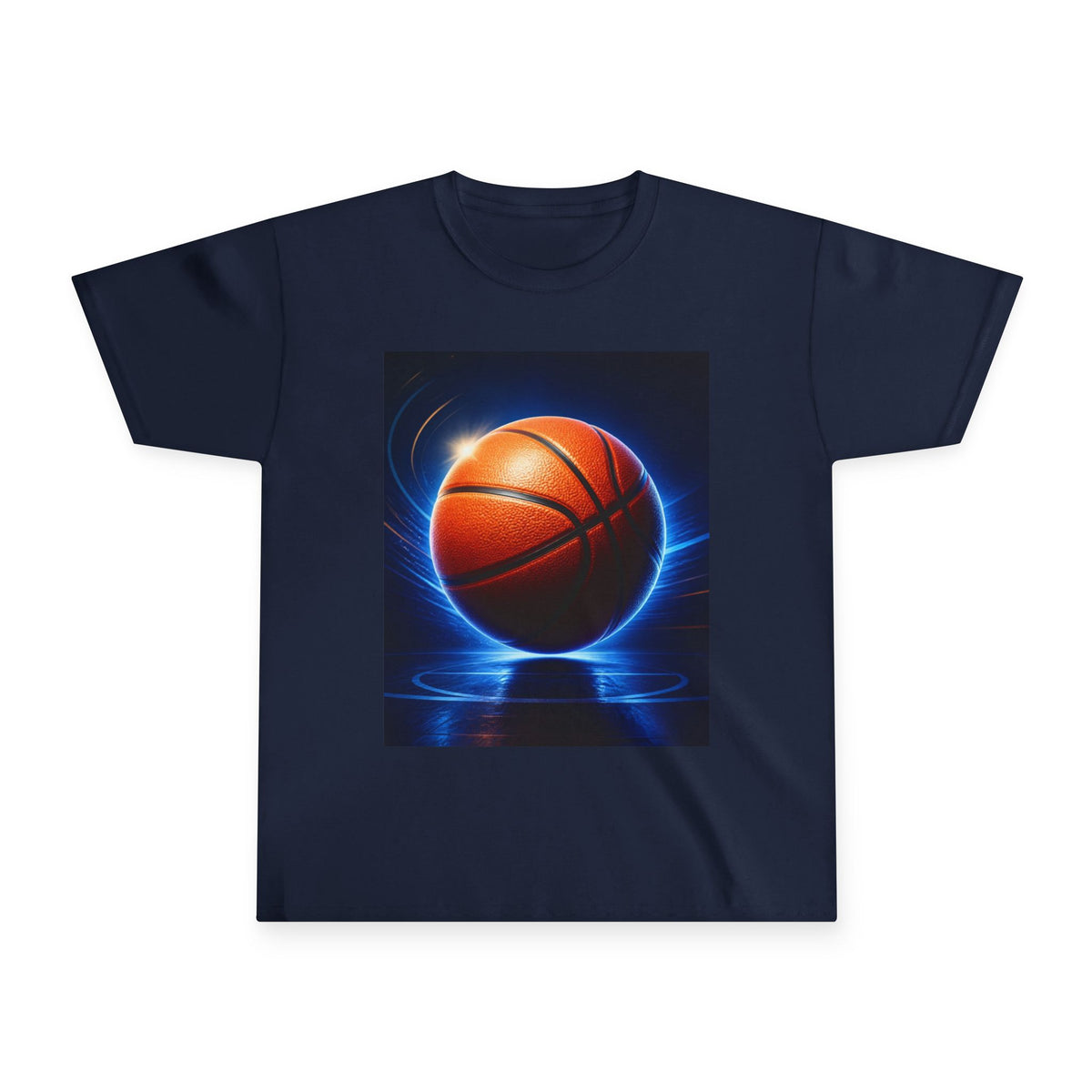 Youth Basketball T‑Shirt – Glowing Hoop Graphic Tee