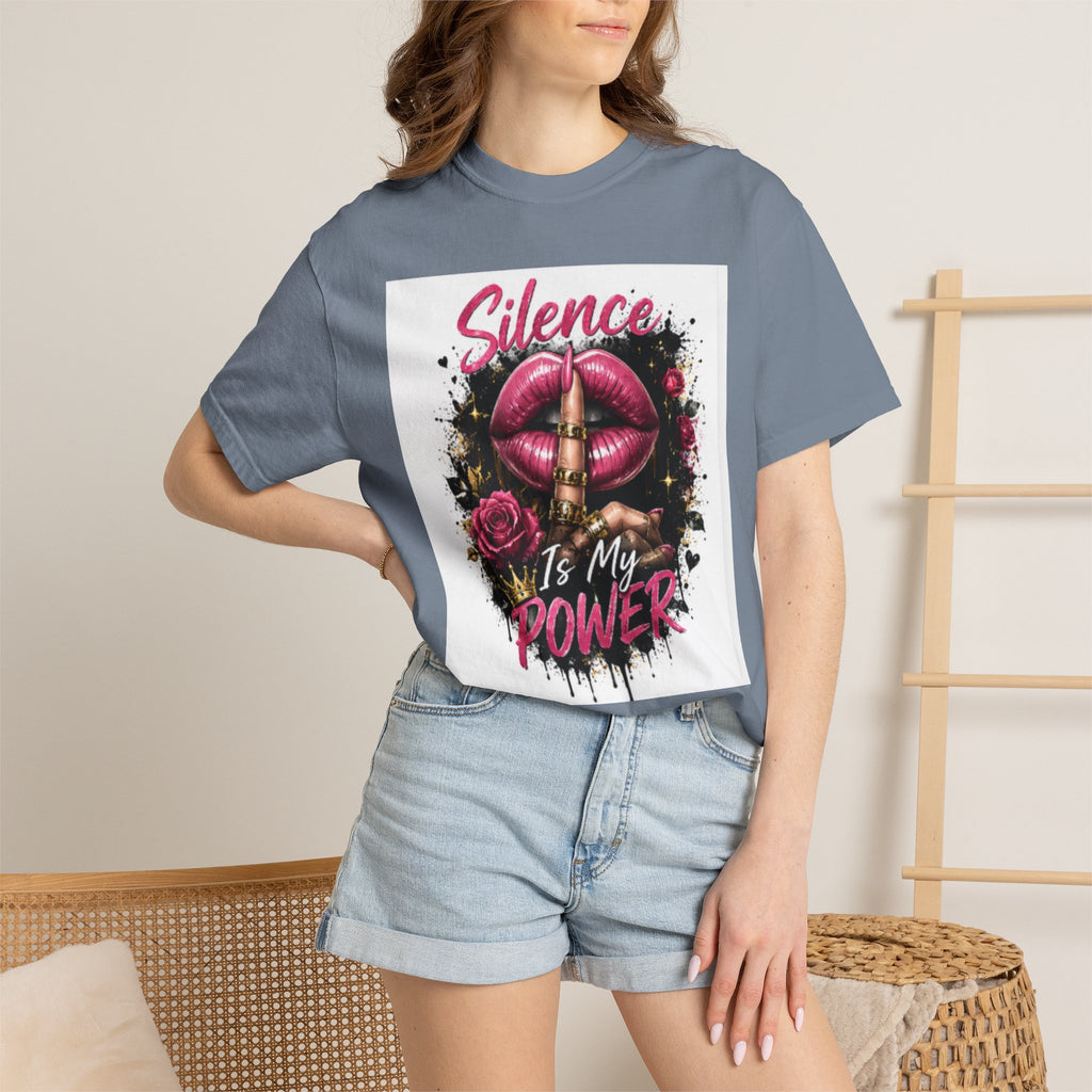 Silence Is My Power T-Shirt — Graphic Lip & Rose Statement Tee