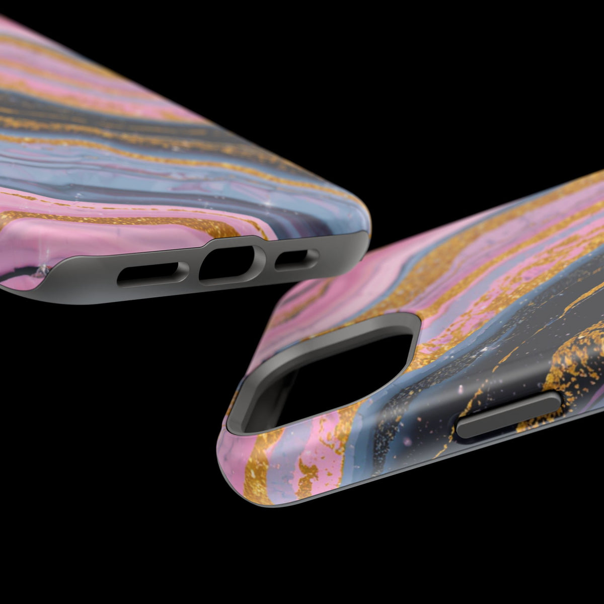 Marbled Pink & Gold Magnetic Phone Case — Impact-Resistant Protective Cover