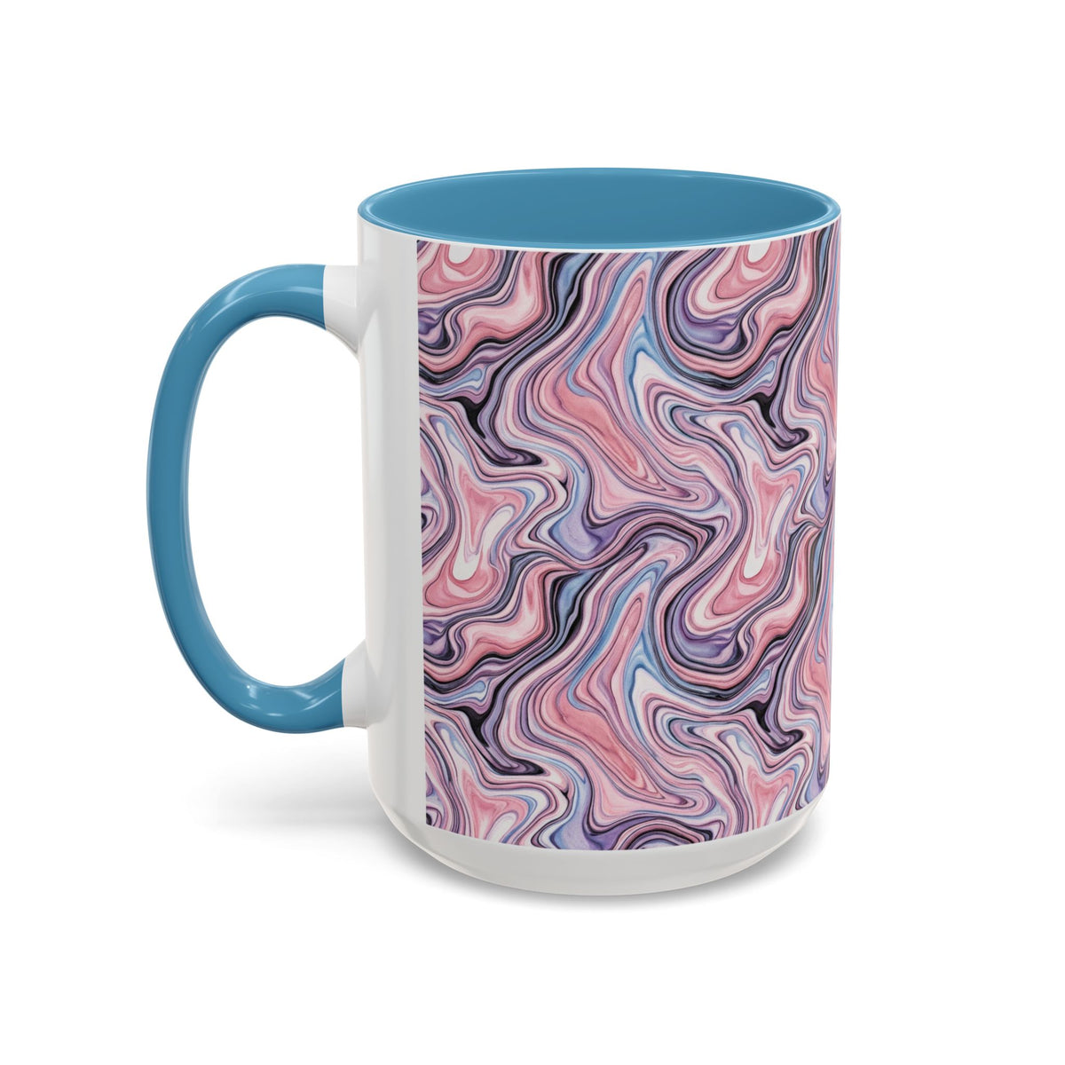 Pink Marble Swirl Accent Coffee Mug – 11/15oz