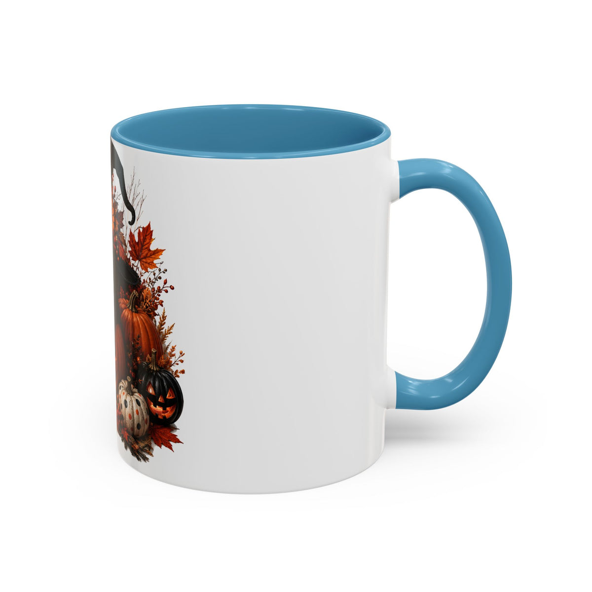 Halloween Black Cat Pumpkin Coffee Mug – Autumn Witch Hat Accent Mug (11/15oz)