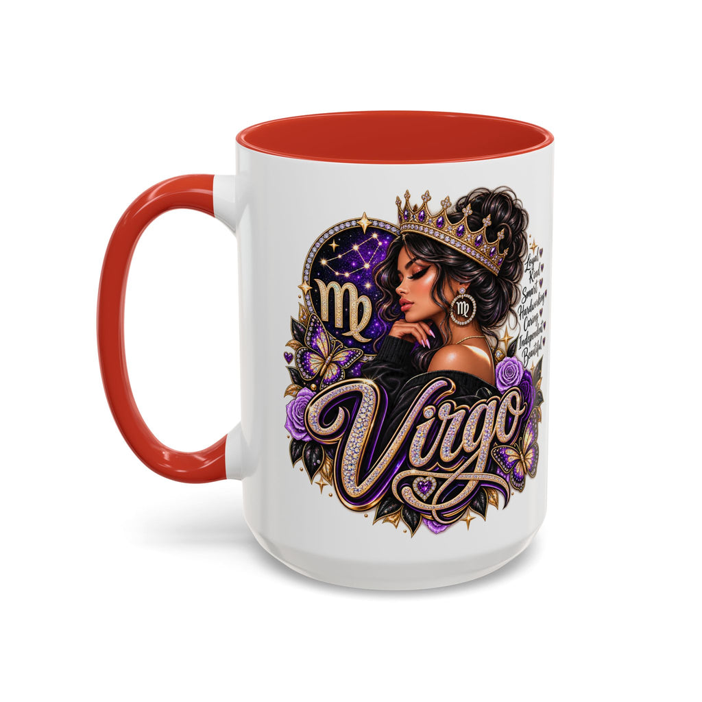 Virgo Zodiac Accent Coffee Mug — Purple Crowned Virgo Astrology Gift (11/15oz)