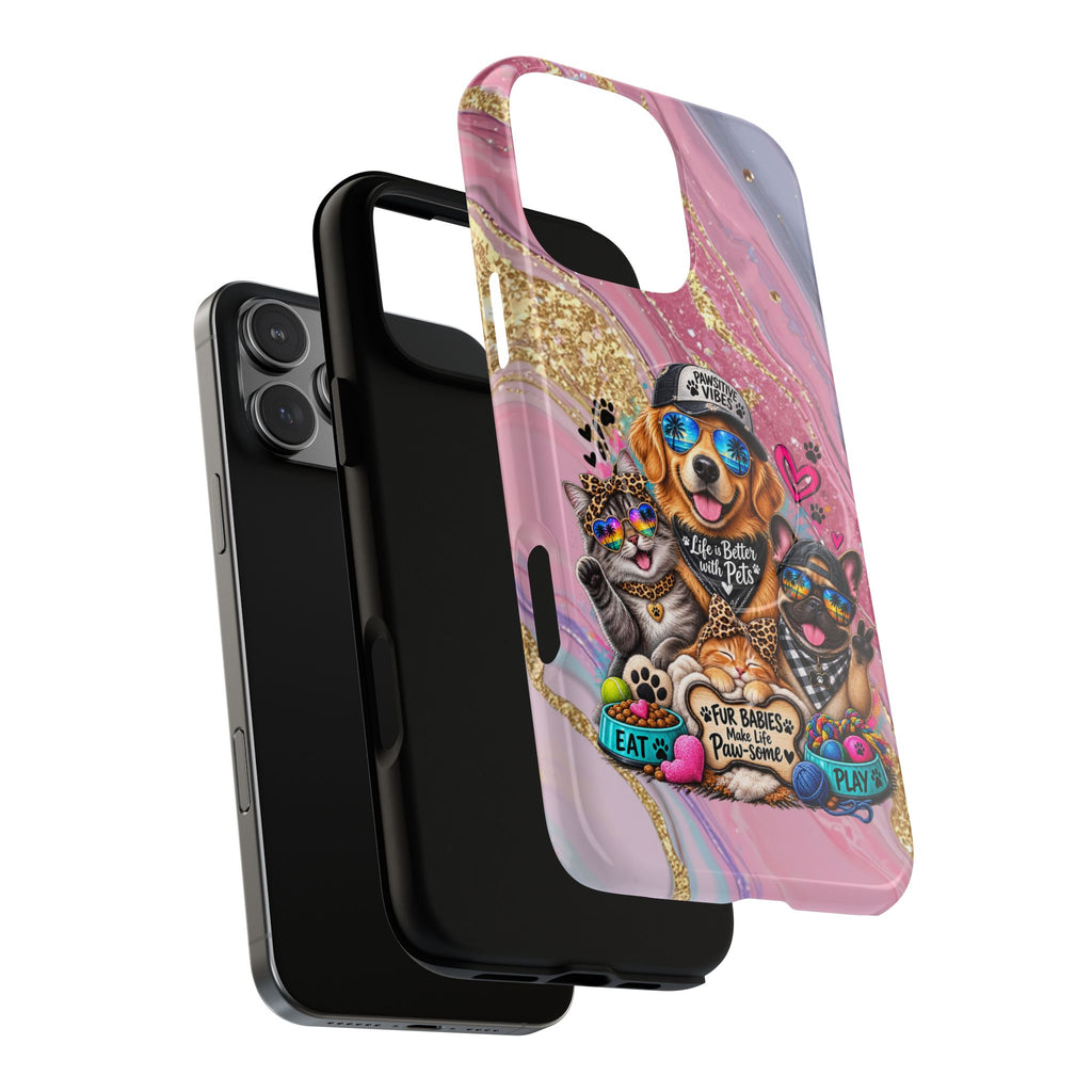Tough Magnetic Case — Colorful ‘Life Is Better With Pets’ Dog & Cat Phone Cover
