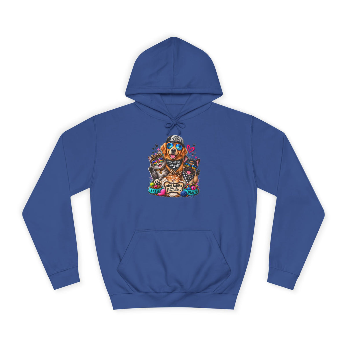 Hoodie — Colorful College Mascot Cat & Dog Paw Graphic