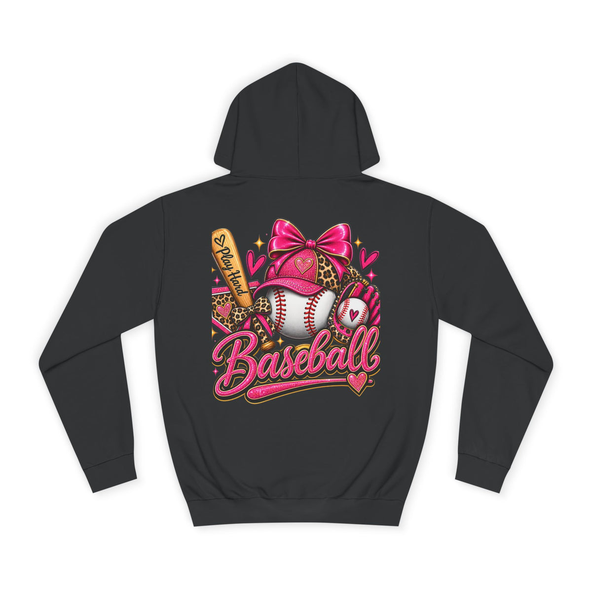 Baseball Hoodie – Cute Pink Bow Softball Fan Pullover