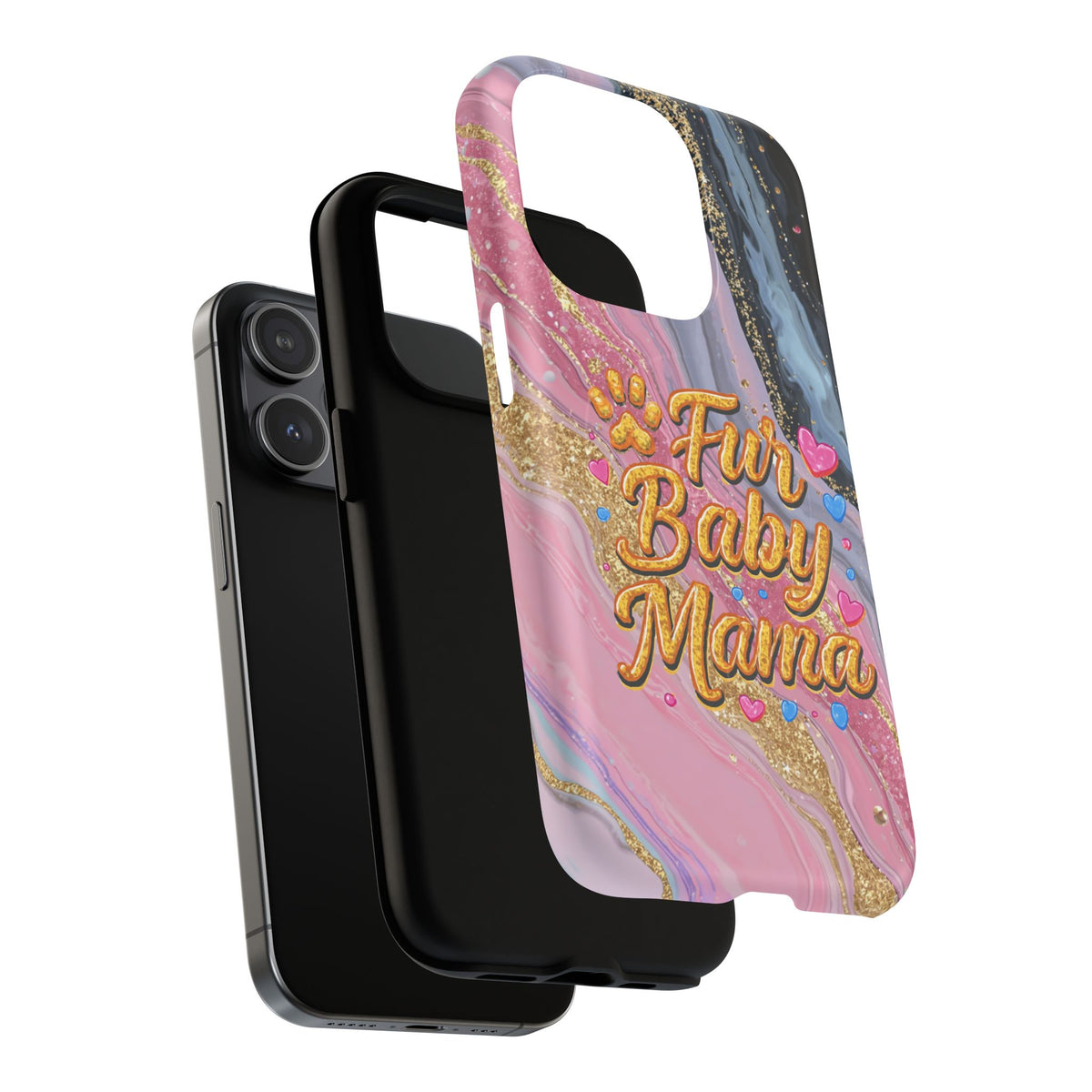 Phone Case — “Fur Baby Mama” Pink Marble Tough Magnetic Case