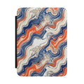 Marbled Waves Kindle Case — Blue & Orange Abstract E-Reader Cover