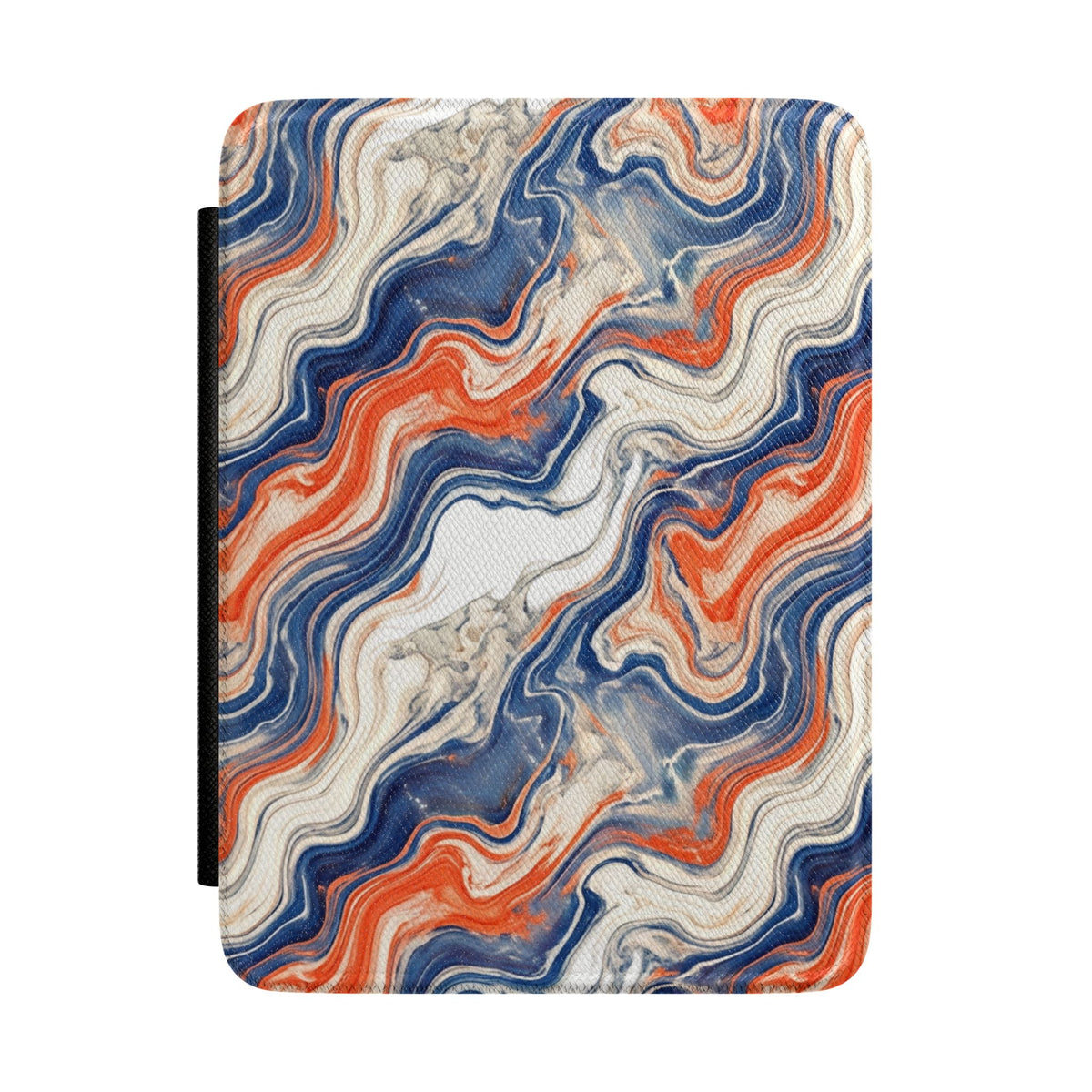 Marbled Waves Kindle Case — Blue & Orange Abstract E-Reader Cover