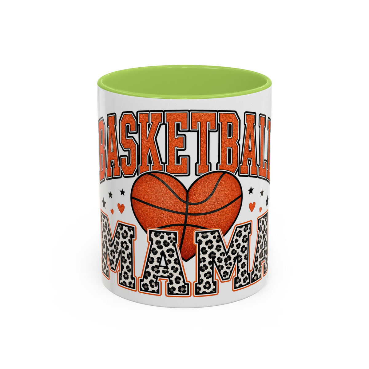 Basketball Mama Accent Coffee Mug – Leopard Print Hoop Mom Gift (11/15oz)