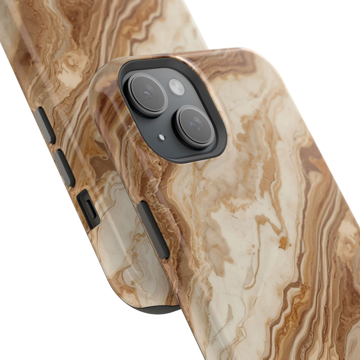 Magnetic Impact-Resistant Phone Case — Brown Marble Protective Cover