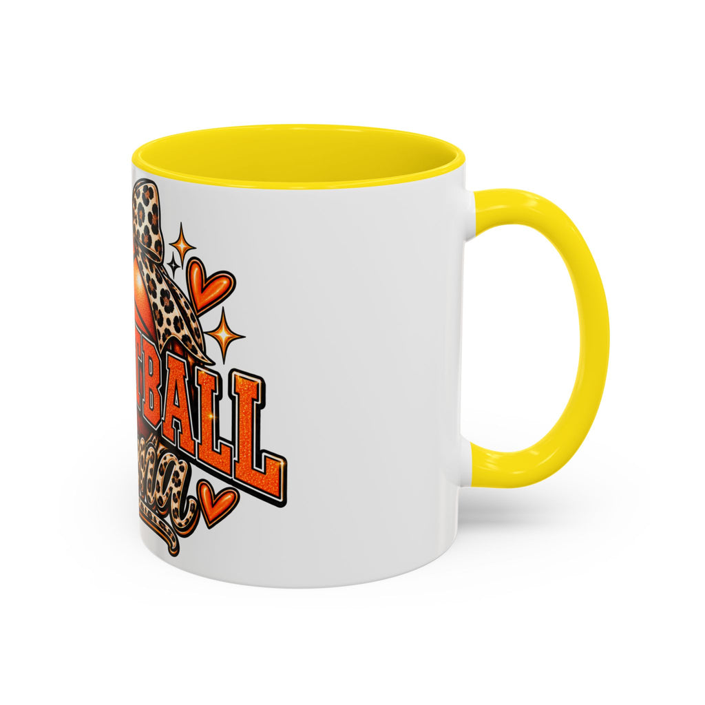 Basketball Mama Accent Coffee Mug – Leopard Bow Basketball Mom Gift (11/15oz)