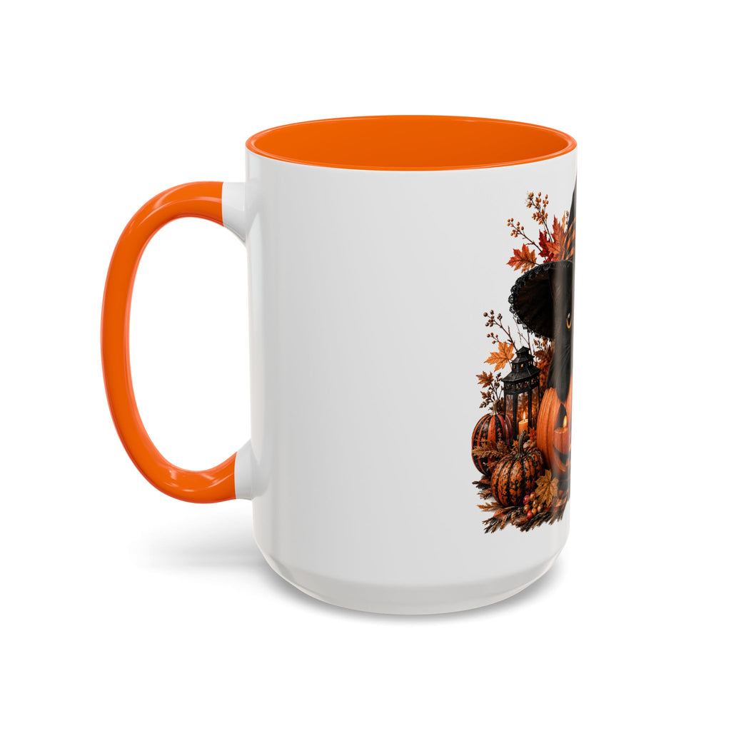 Halloween Black Cat Pumpkin Coffee Mug – Autumn Witch Hat Accent Mug (11/15oz)