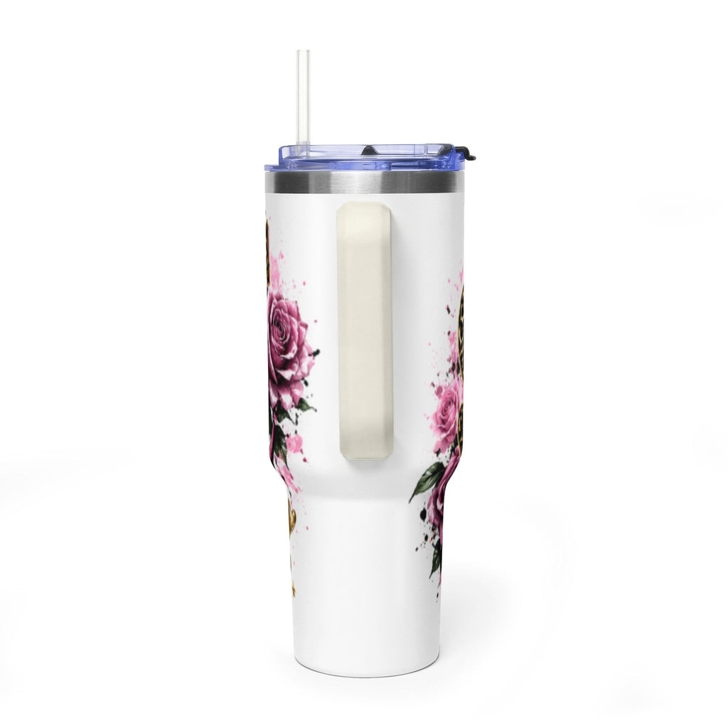 40oz Tumbler - "Self Love is the Real Glow" Leopard Crown Floral Insulated Cup