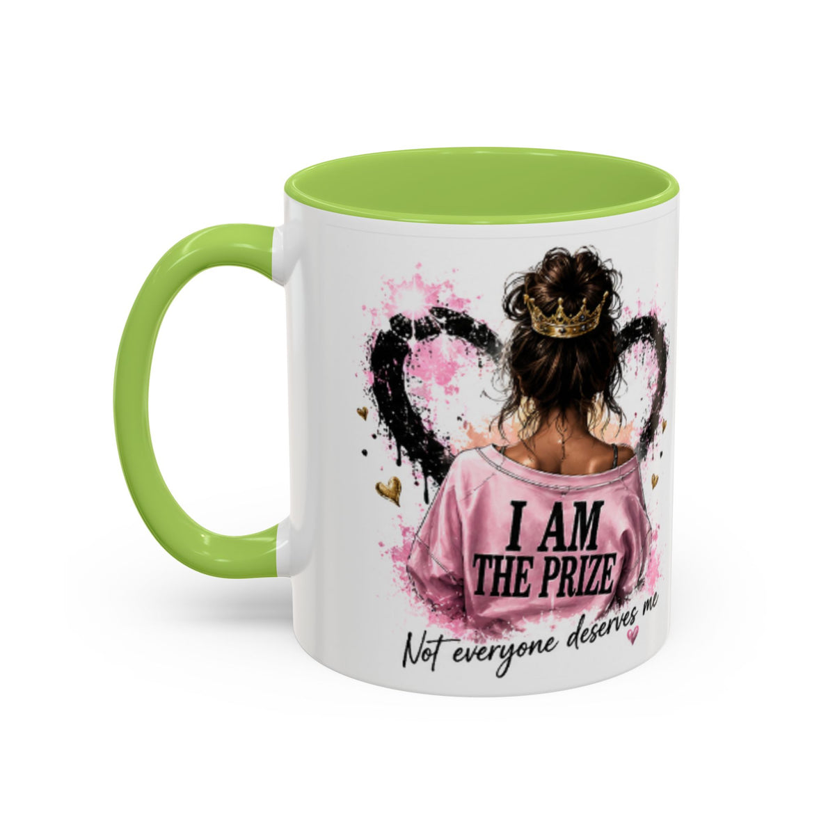 Accent Coffee Mug — "I Am The Prize" Floral Heart Design (11/15oz)