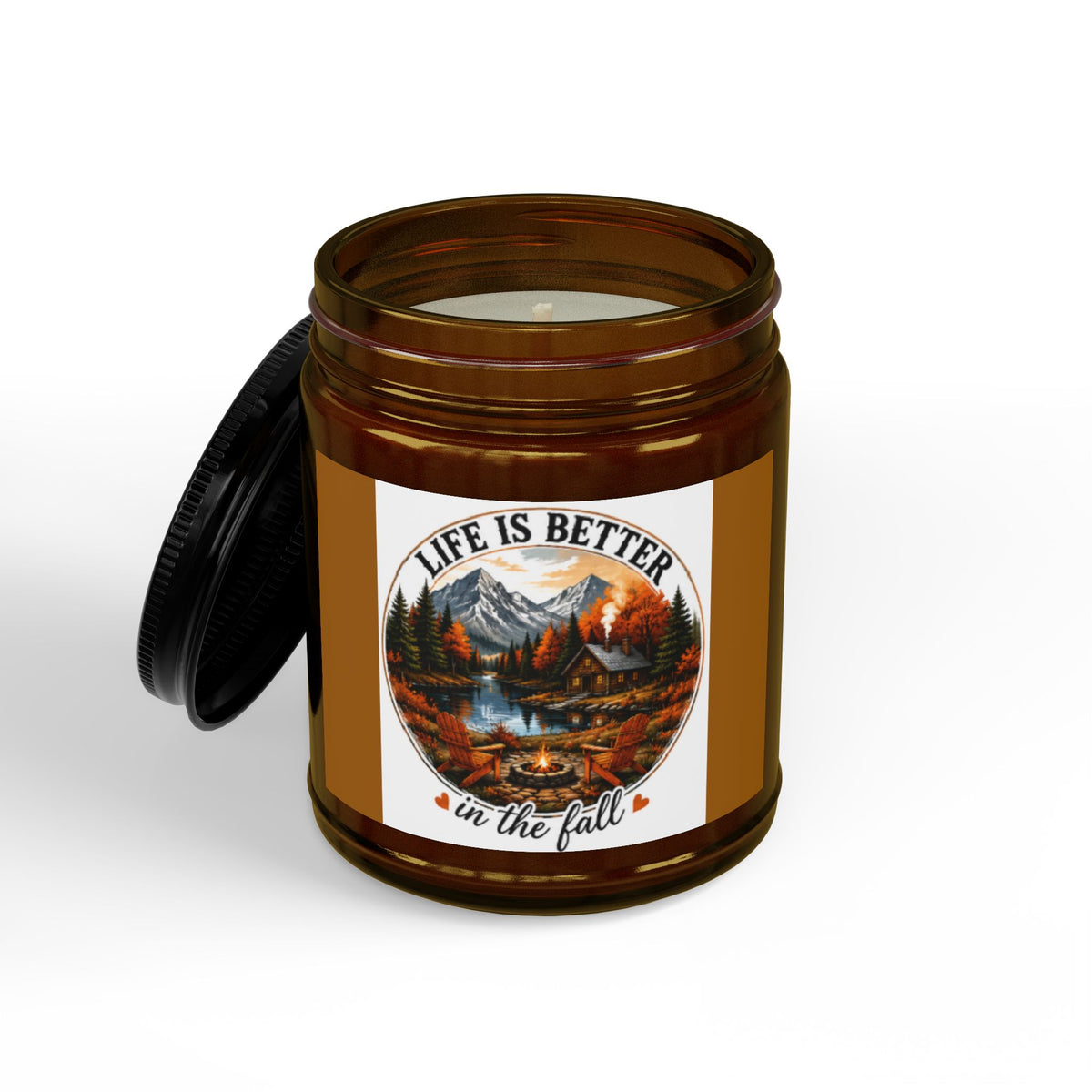 Fall Scented Soy Candle — "Life Is Better in the Fall" Amber Jar (4oz & 9oz)