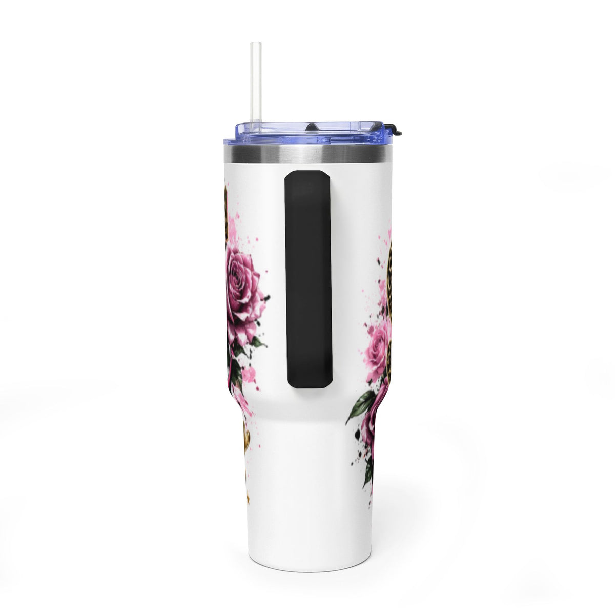 40oz Tumbler - "Self Love is the Real Glow" Leopard Crown Floral Insulated Cup