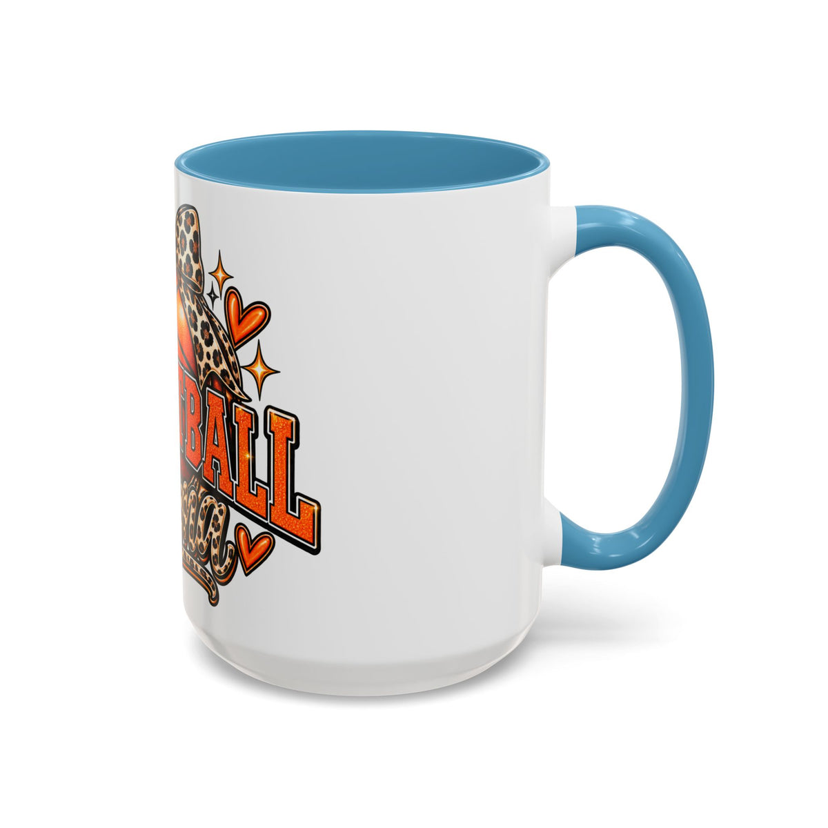 Basketball Mama Accent Coffee Mug – Leopard Bow Basketball Mom Gift (11/15oz)