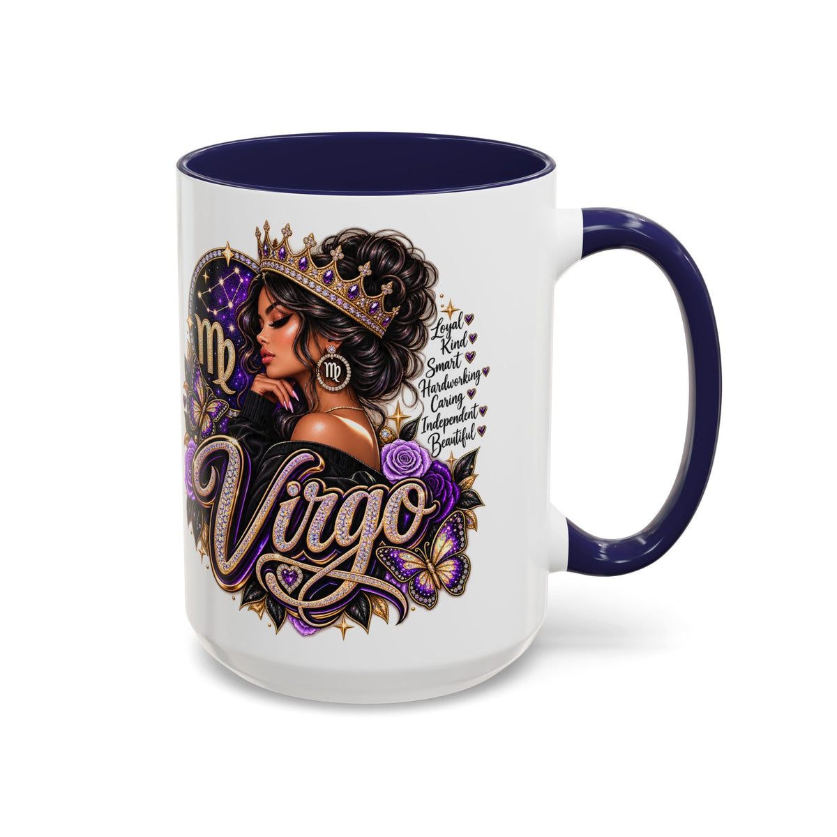 Virgo Zodiac Accent Coffee Mug — Purple Crowned Virgo Astrology Gift (11/15oz)