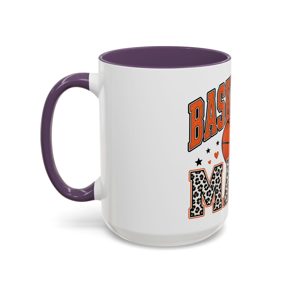 Basketball Mama Accent Coffee Mug – Leopard Print Hoop Mom Gift (11/15oz)