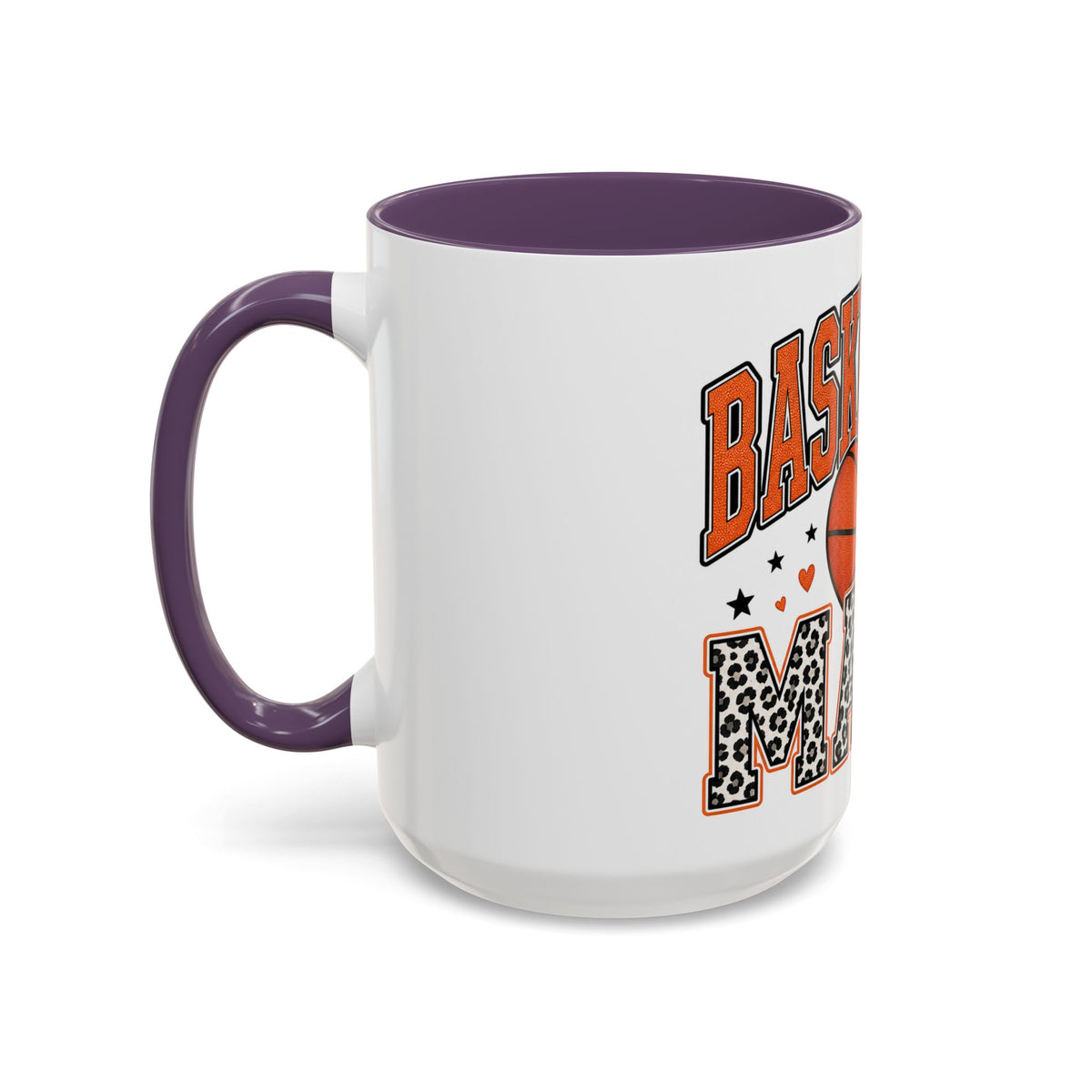 Basketball Mama Accent Coffee Mug – Leopard Print Hoop Mom Gift (11/15oz)