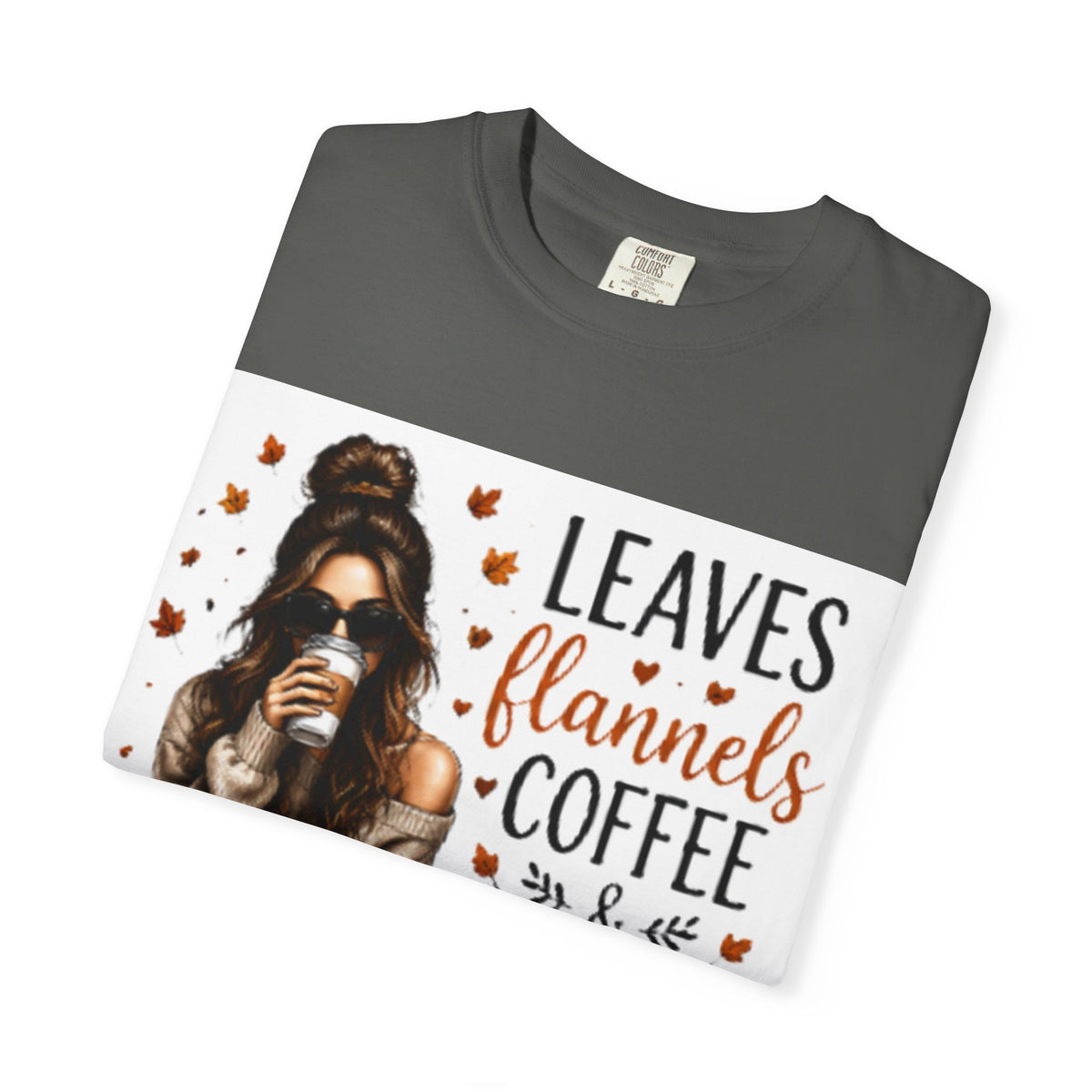 Fall Vibes Tee – "Leaves Flannels Coffee & Fall Vibes" Graphic T-Shirt