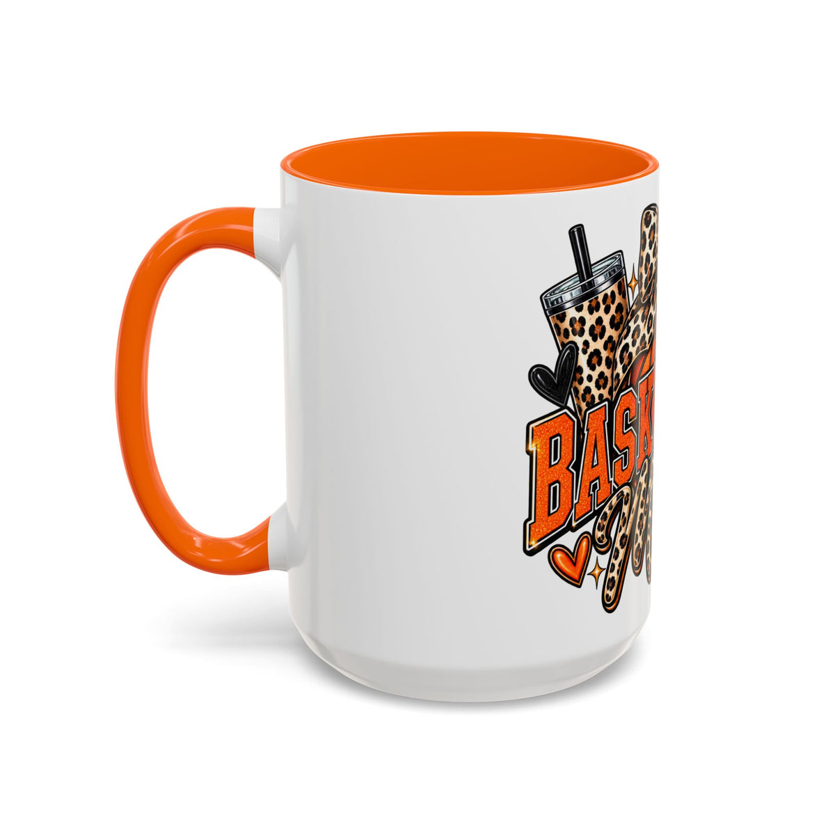 Basketball Mama Accent Coffee Mug – Leopard Bow Basketball Mom Gift (11/15oz)