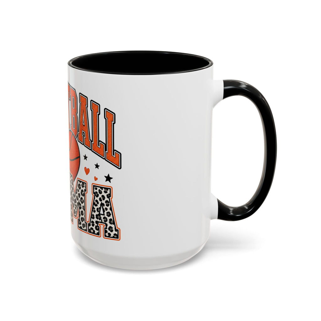 Basketball Mama Accent Coffee Mug – Leopard Print Hoop Mom Gift (11/15oz)