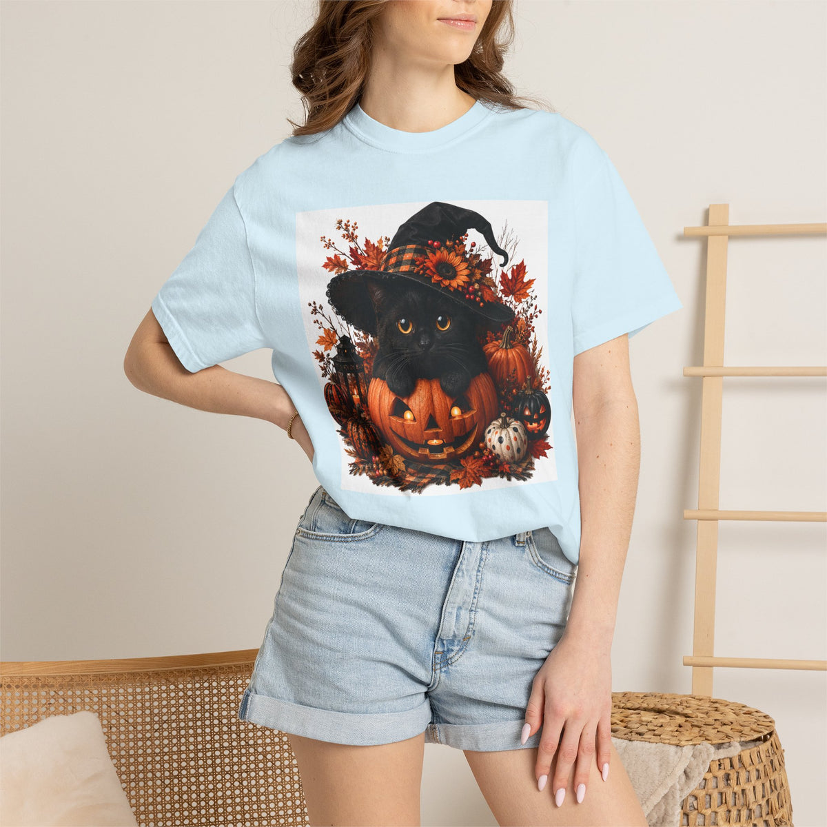Halloween Black Cat Pumpkin T-Shirt